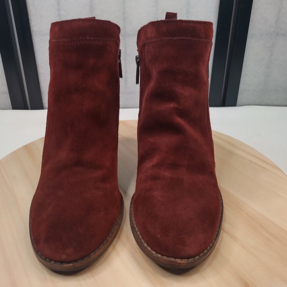 Lucky Brand Yahir Suede Wedge Raisin Burgandy Ankle Booties Women US 9M / 40 - Picture 4 of 13